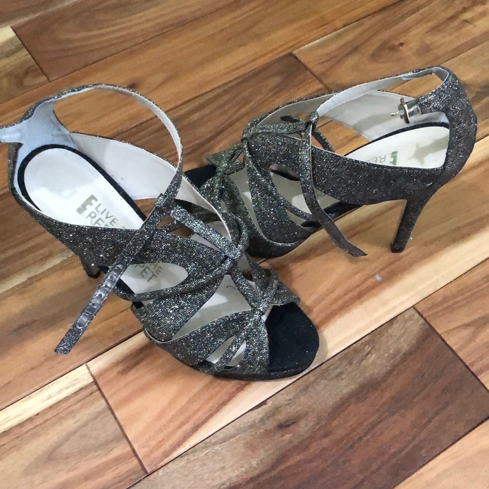 Black and gold heels